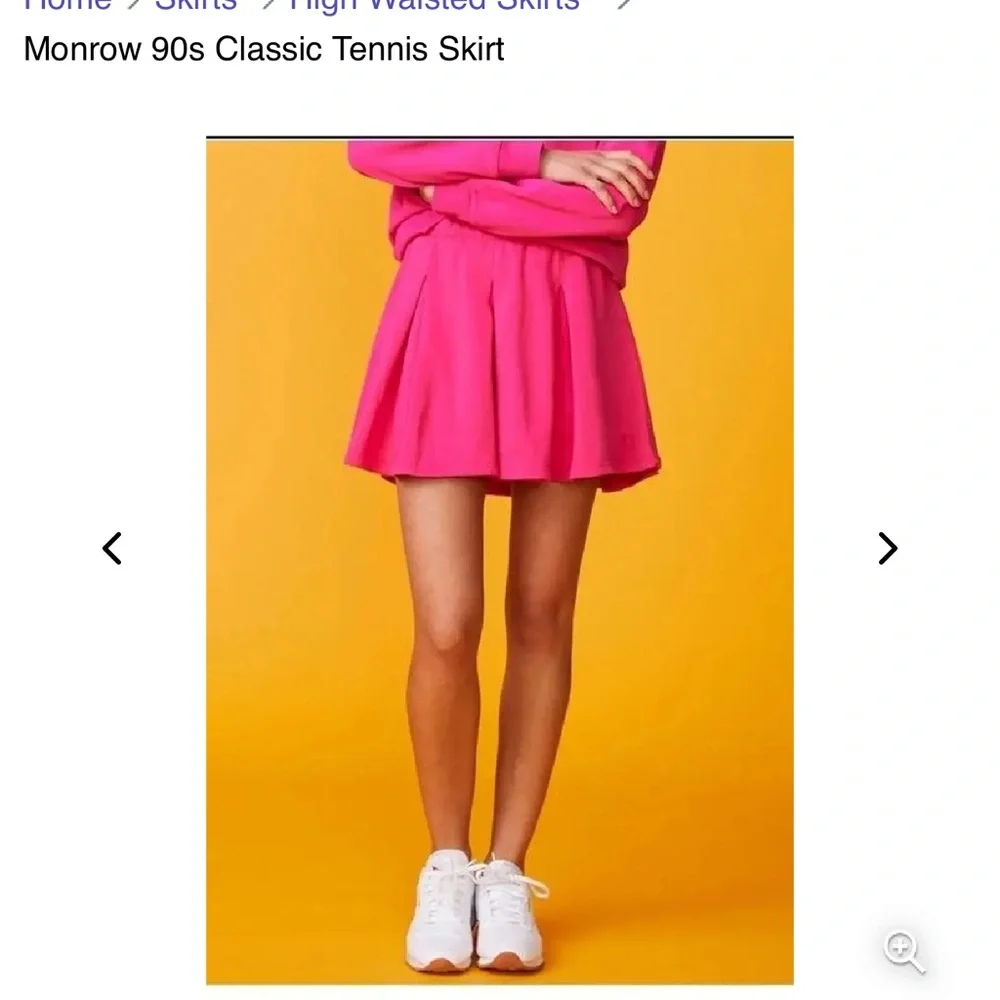 NWOT Monrow 90’s Classic Pleated French Terry Tennis Skirt Pink Y2K Small‎